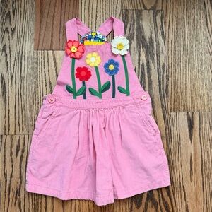 Mini Boden Pink Overalls with Colorful Flowers